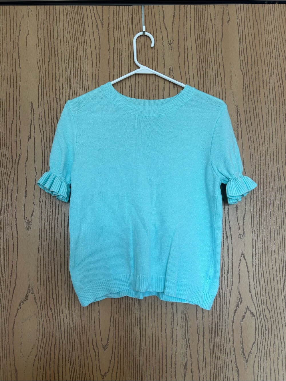 Light Aqua Short Sleeve Knit Top